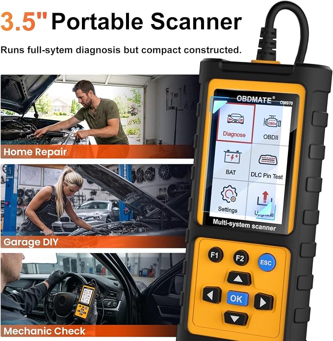 Full Systems OBD2 Scanner Car Diagnostic Tool with ABS SRS Transmission Etc | Read & Clear Fault Codes; Read Live Data; Battery Voltage Test; Free Upgrade; Works for Cars and Trucks Since 1996