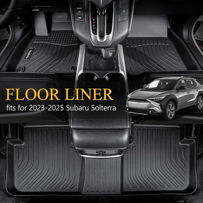 Wailtnb-Floor Mats & Cargo Liner for Subaru Solterra 2023-2026 & Toyota BZ4X 2023-2025 & BZ 2026 Waterproof Durable All Weather Automotive Floor Liner Custom Fit for Solterra Accessories Black