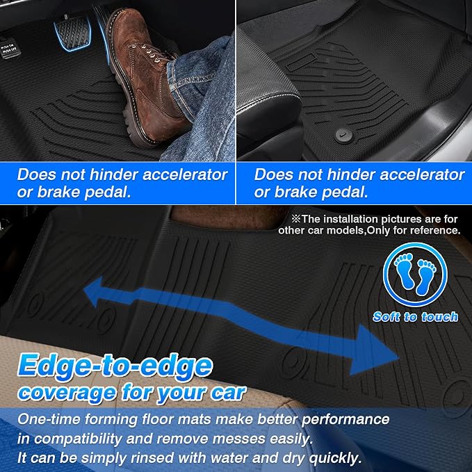 Silverado Floor Mats - Car Mats for Chevy Silverado 1999-2007 /GMC Sierra 1500/2500/3500(Crew Cab)/2000-2006 Escalade/Suburban/GMC Yukon XL, All Weather Floor Mat for Sierra Accessories