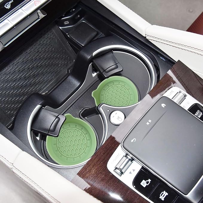 Amooca Automotive Cup Holders Universal Car Cup Coaster Waterproof Non-Slip Sift-Proof Spill Holder Car Interior Accessories 4 Pack Tea Green