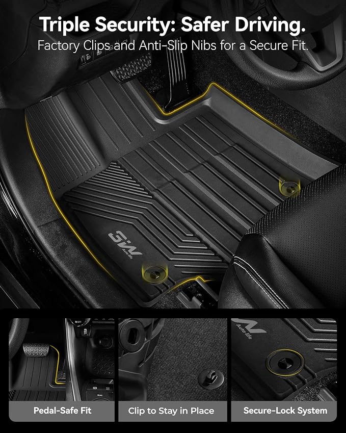 3W Floor Mats & Cargo Liner Fit Toyota RAV4 2019-2025 (Not for Hybrid or Prime) TPE All Weather Custom Fit Floor Liner for Toyota RAV 4 LE/XLE/Limited/TRD/Adventure Car Mats and Trunk Mat