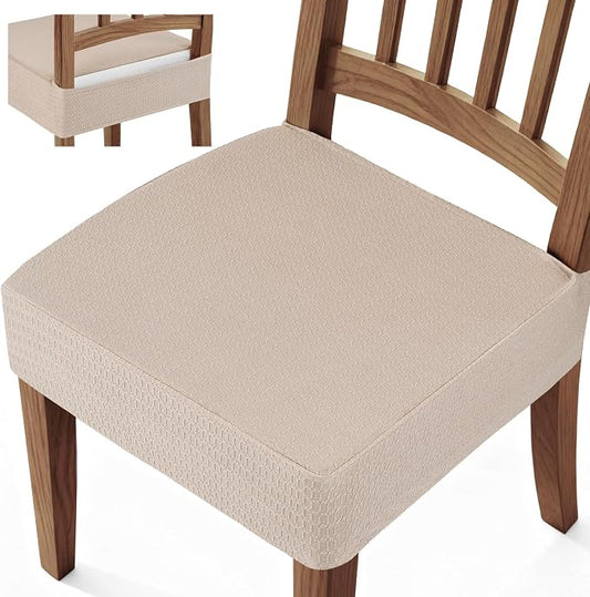 Songrey Waterproof Chair Covers for Dining Chairs, Set of 2, Taupe | No Rear Seat Covers for Dining Room , Chair Protector Slipcover, Stretch Removable Washable