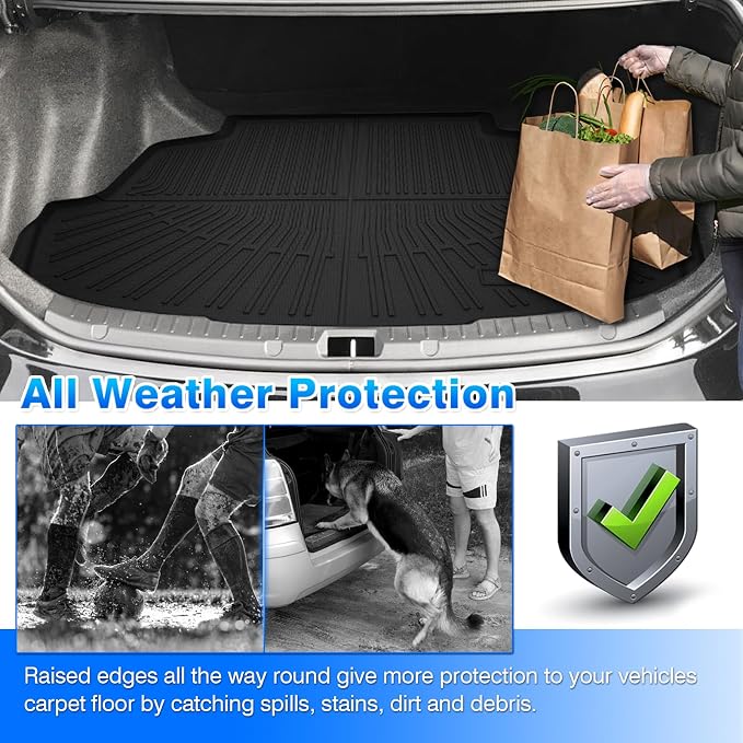 Corolla Cargo mat - Trunk Mat for Toyota Corolla 2014-2019 | All Weather Trunk Mat for Corolla Accessories, Heavy Duty Rubber Mats, Car Accessories