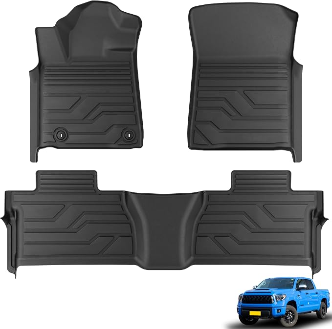 KARPAL Floor Mats for Toyota Tundra 2014-2021 (Only for CrewMax Cab), Custom Fit All Weather TPE Floor Liners, 1st & 2nd Row, Tundra SR/SR5/TRD PRO/Limited Accessories