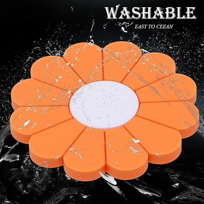 4-Pack Car Cup Holder Coaster Inserts, Daisy Shape, 2.75 Inch Non-Slip Silicone Cup Holder Insert, Universal Non-Slip Cup Holders, Car Accessories Interior for Women and Man (Orange)