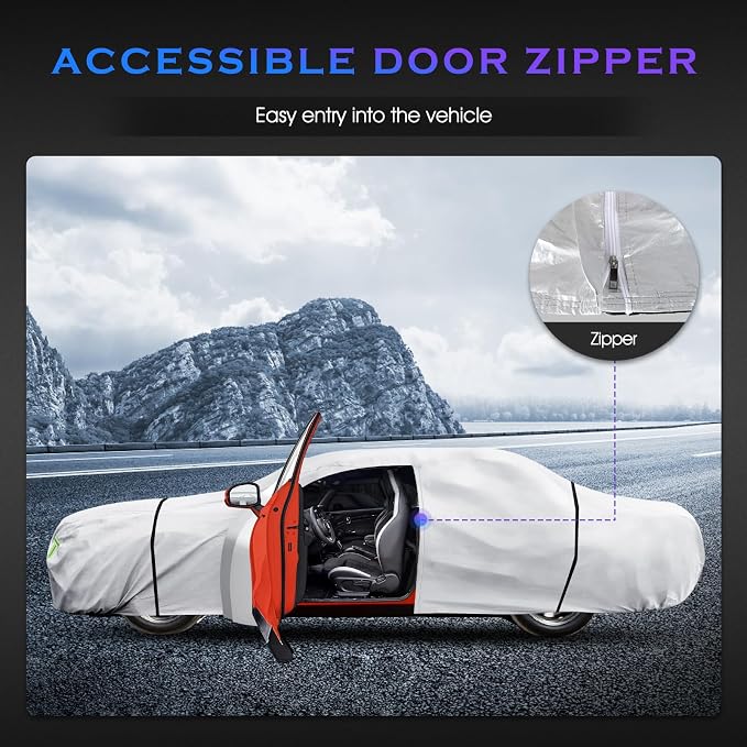Car Cover Custom Fit for Toyota Corolla 2000-2025,Honda Civic 1991-2025,6 Layers Truck Cover Waterproof All Weather for Automobiles,Outdoor Full Exterior Cover,Rain, Sun, Wind Protection,Silver
