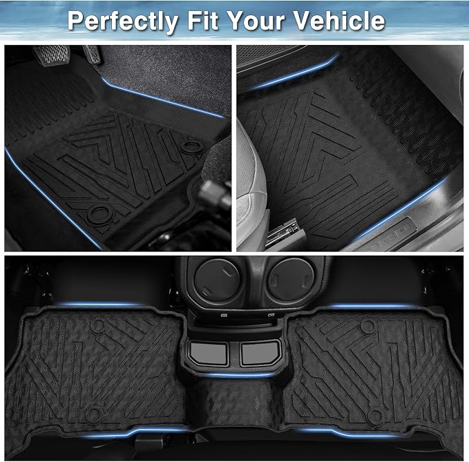 Mixsuper Floor Mats for Jeep Wrangler 4XE 4 Door 2021-2026 (Not fits JL/JK), Custom Fit TPE All-Weather Floor Liners, Waterproof Anti-Slip Heavy Duty Mats, 1st and 2nd Row Accessories Set Black