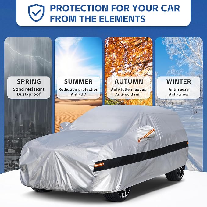 10 Layers SUV Car Cover Custom Fit for Subaru Forester (1998-2024) Waterproof All Weather for Automobiles, Outdoor Full Cover Rain Sun UV Protection.Silver