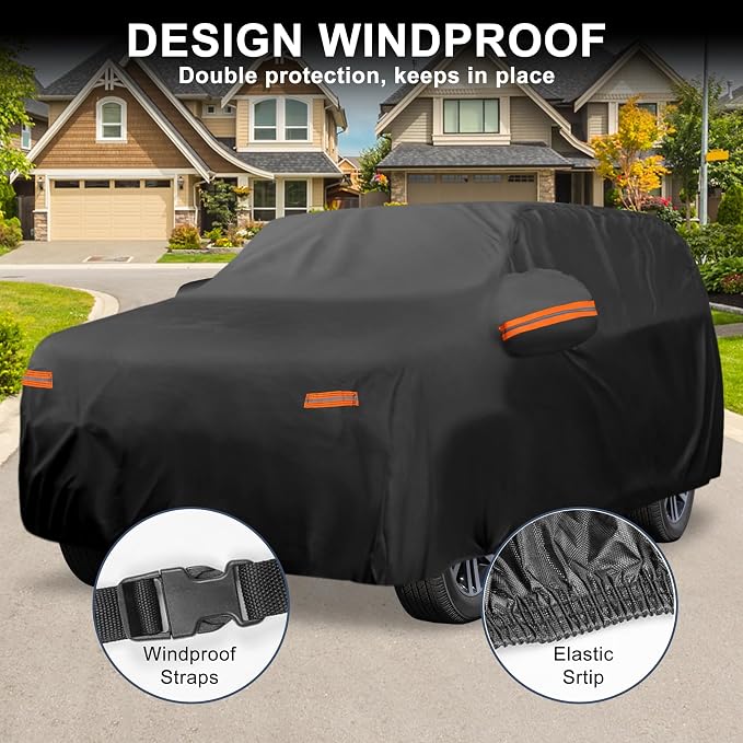 X AUTOHAUX Car Cover for Toyota 4Runner 210D-PU Outdoor Full Car Cover All Weather with Door Zipper for Waterproof Windproof Sun Rain Snow Protection