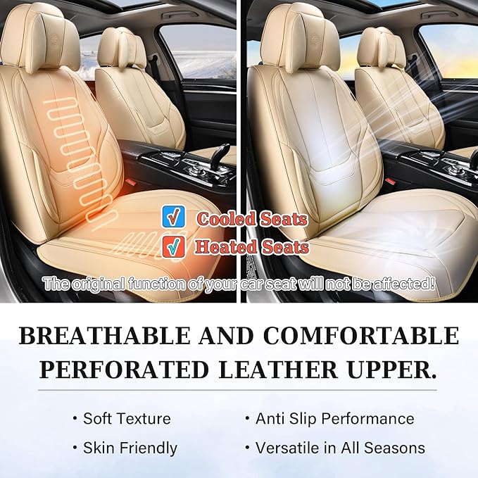 Coverado Car Seat Covers, Seat Covers for Cars, Waterproof Leather Auto Seat Protectors, Leather Car Seat Cushion, Car Interiors Accessories Universal Fit for Most Cars