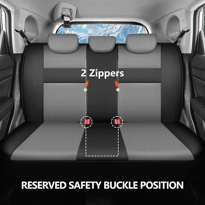 HChengkikz Car Seat Covers, Air Mesh, Breathable (Black + Gray) | Airbag Compatible, Automotive Comfort Protection, Universal Fit for Most Cars,Trucks,SUVs