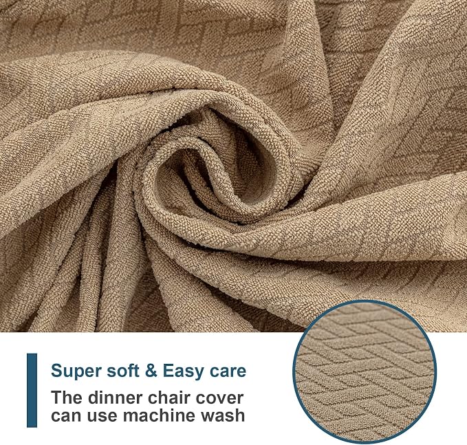 Genina Waterproof Seat Covers for Dining Room Chair Covers Waterproof Dining Chair Covers (6 PCS-Rear-gapped, Khaki)