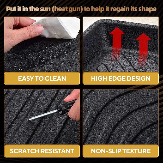 Naibeve Floor Mats for 2018-2023 Toyota Tacoma Double Cab | All Weather Custom Fit Floor Mats, Door Sill Guards Interior Protector accessories