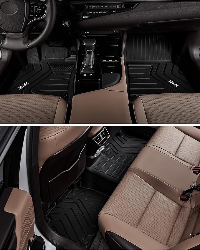 3W Floor Mats Fit Lexus ES (2019-2024 ES350/ES300h & 2025 ES300h/ES Hybrid), TPE All Weather Custom Fit Floor Liner for Lexus ES (Only Fit FWD) 1st and 2nd Row Car Mats, Black