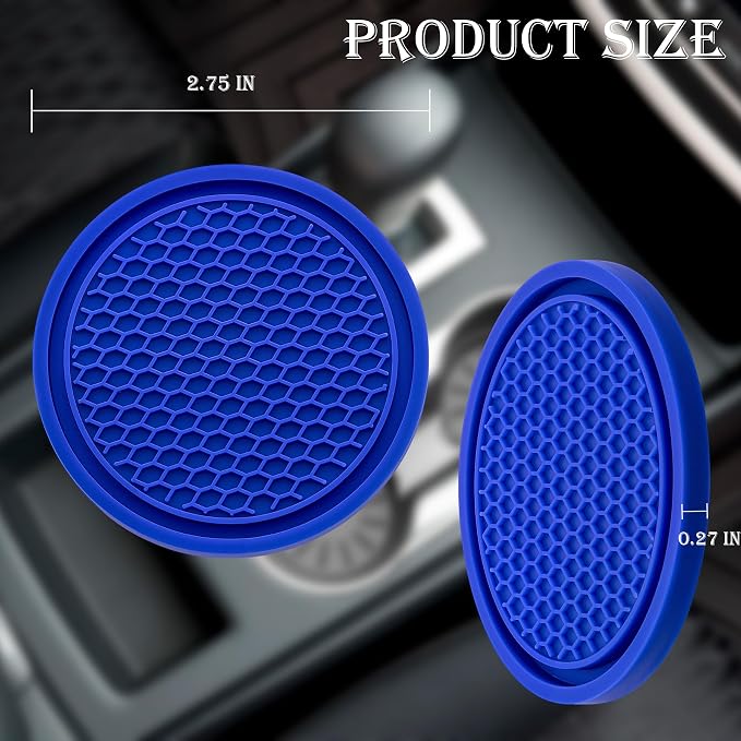2PCS Car Cup Holder Coaster, Universal Auto Non-Slip Cup Holder Coaster, 2.75In Universal Non-Slip Recessed Car Interior Accessories (Deep Blue)