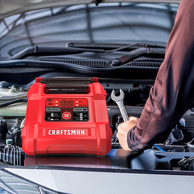 CRAFTSMAN 12A Car Battery Charger & Maintainer, 6V/12V – CMXCESM258