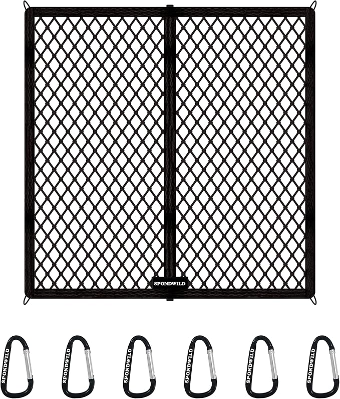 Highly Elastic Cargo Net with Hook, 4'x4' Stretches to 8'x8' | Adjustable Simple Truck Bed Storage Organizer for SUVs, Cars and Trucks, Single Layer, Ideal for Securing Daily Light Loads