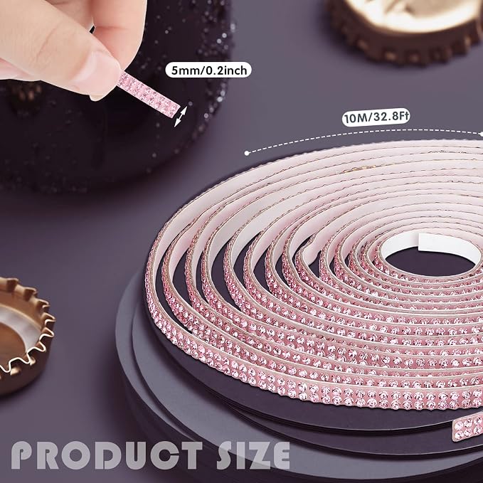 Kingdder 32.8 ft Bling Car Trim Self Adhesive Bling Car Accessories for Women Rhinestone Strip Glitter Diamond Sticker DIY Line Molding Dashboard Decal Shiny Auto Stuff for Interior Exterior Decor