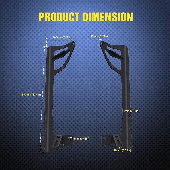 Nilight Upper Windshield Frame Mounting Bracket A-pillar Mounts for 52 Inch Light Bar and LED Pod Lamp on Wrangler JK 2007 2008 2009 2010 2011 2012 2013 2014 2015 2016 2017 2018