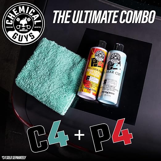 Chemical Guys, P4 Precision Paint Perfection Polish for Clear Coat, 16 oz | Refines swirls, towel marks and light defects, restoring deep gloss and clarity to clear coat, body-shop ready