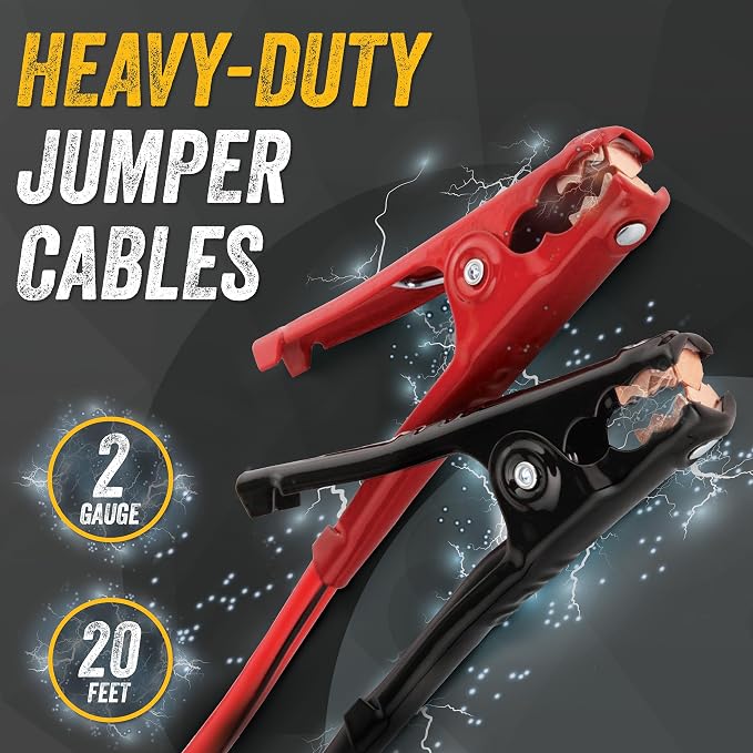 GOODYEAR Heavy Duty Jumper Cables for Car Battery - 2 Gauge Thick Wire, Extra Long 20 ft Booster Cables with Carrying Case for Cars, Trucks, SUVs, Emergency Roadside Kit Car Accessories