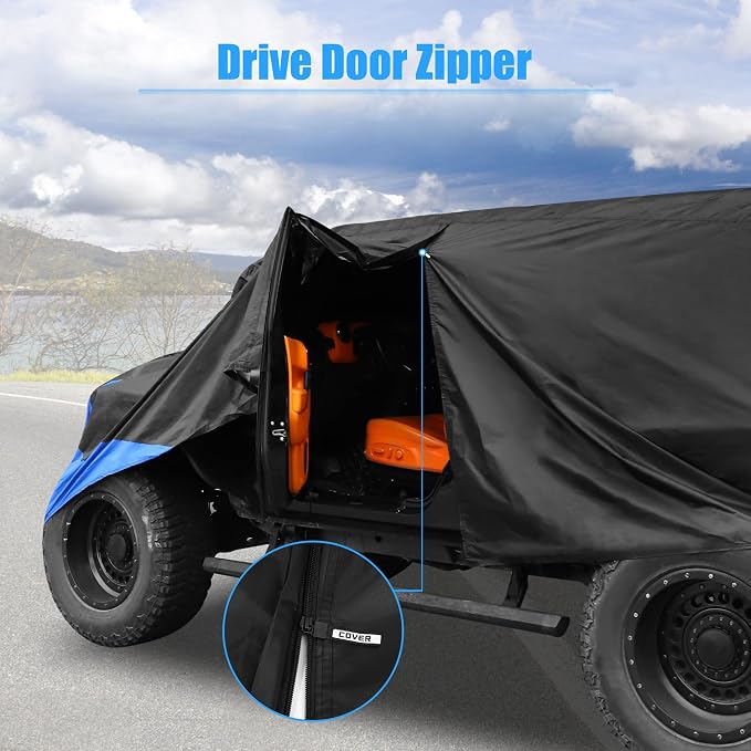 X AUTOHAUX for Jeep Wrangler Cover 2 Door Waterproof SUV Covers for Jeep Wrangler Unlimited Sport/Sahara/Rubicon JK JL TJ YJ All Weather Protection Outdoor Black Blue | for Jeep Wrangler Unlimited Sport Sahara Rubicon JK JL TJ YJ, All Weather Protectio...