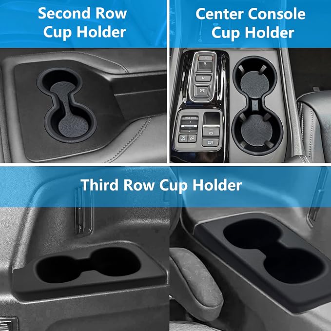 Cup Holders for 2023 2024 2025 Honda Pilot Accessories (Only Fits for 8 Seats) TPE Cup Holder Insert Front Center Console/2nd/3rd Row Drink Holder Organizer Replacement for 2024 Pilot 4Pcs Set