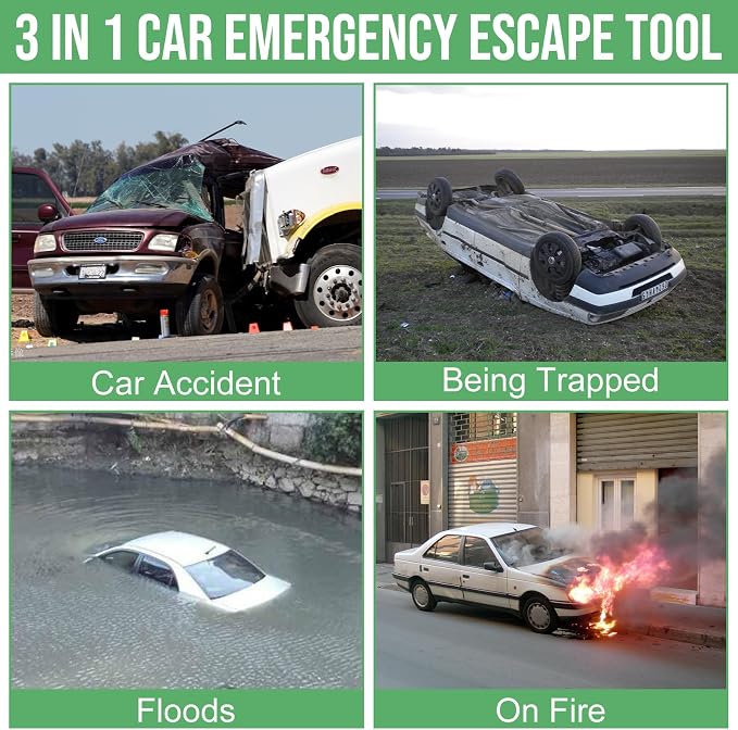 16 Pcs Car Window Breaker Seatbelt Cutter- 3 in 1 Glass Breaker Portable Emergency Escape Tools to All Car Applicable Accessories