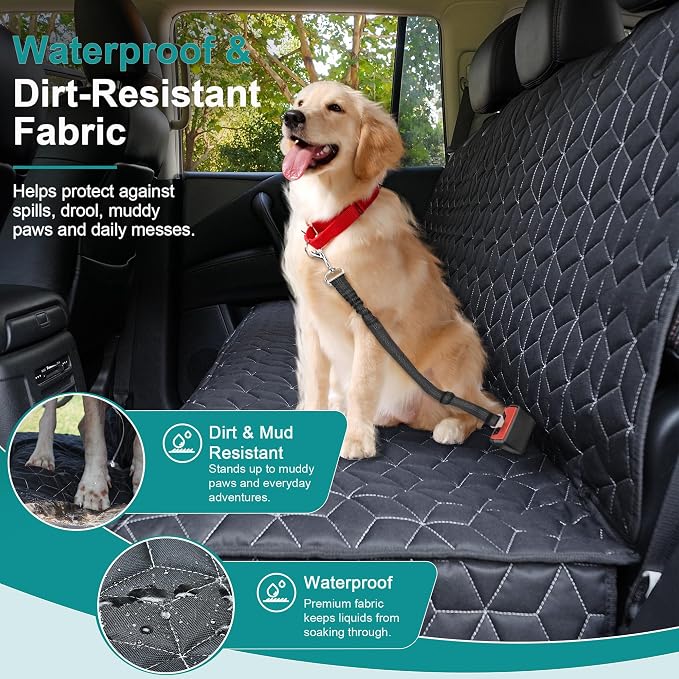 Meginc Dog Car Seat Covers for Back Seat,Waterproof Pet Bench Seat Covers for Trucks Ford f150/Ram1500/Nissan Frontier/Toyota Tacoma/GMC Canyon/Silverado Scratch Nonslip Truck Seat Cover for Dogs