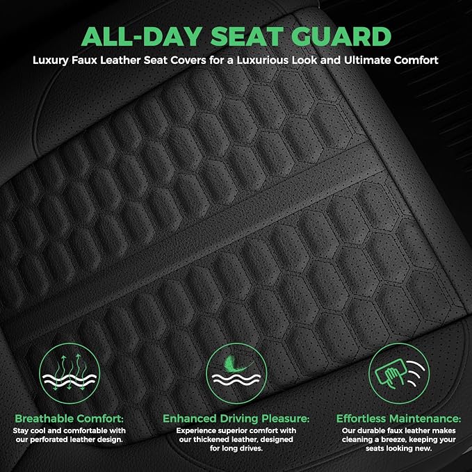 Custom Seat Covers for 2019-2026 Silverado/Sierra 1500 Crew Cab | Fits 2500/3500HD 2020-2026, Jump Seat Cover(armrest storage only), Faux leather, Waterproof, Scratch-resistant, Easy-clean