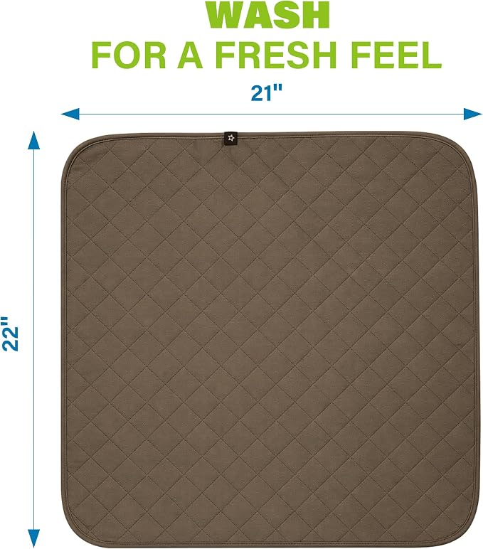 SPRING SEAON Waterproof Chair Pads for Adults & Elder, 22" x 21" Washable Reusable Incontinence Pads, Non-Slip Wheelchair Seat Cover for Bed, Car, Recliner & Protecting Patient Dignity (khaki, 2 Pack)