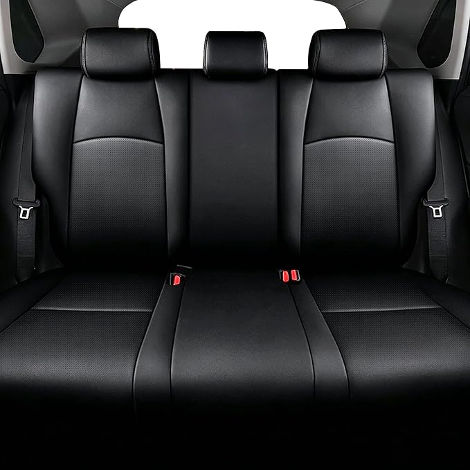 AOMSAZTO Custom Fit Seat Covers for Toyota C-HR 2018-2022 Full Set Black | CHR Seat Covers Premium Faux Leather Breathable Compatible Airbag Scratch Resistant 1:1 Customized Seat Cushion Protectors