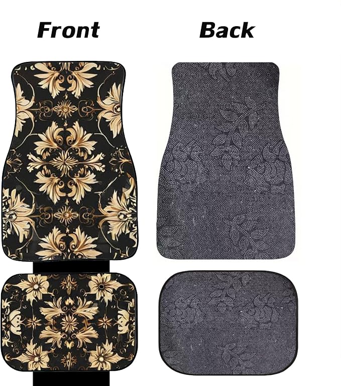 Car Floor Mats Non-Slip Automotive Floor Mats All-Weather Front Rear Car Floor Foot Mat Sets of 4 Pieces Foot Mats Rugs Carpet for Car Trucks SUV Sedans (TengWan 03)