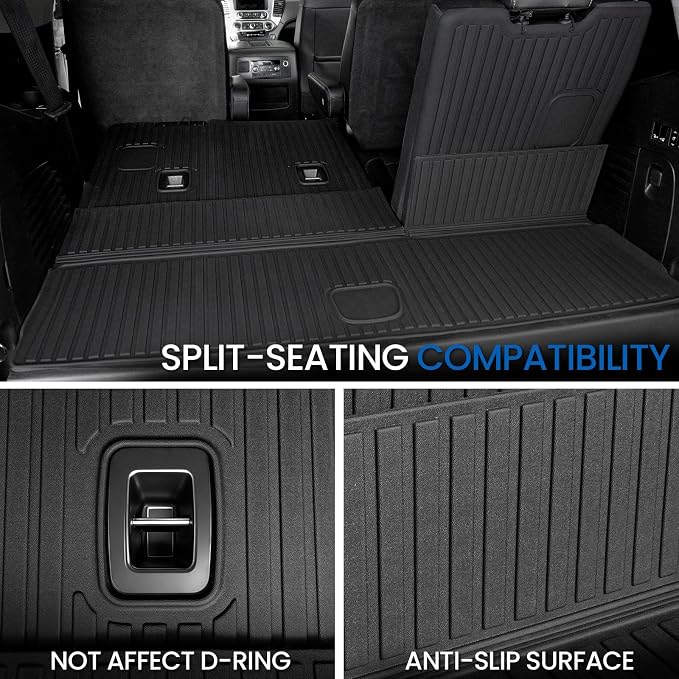 Floor Mats Set for 2015-2020 Chevrolet Chevy Tahoe/GMC Yukon 7 Seat (Not fit Yukon XL), All Weather TPE Cargo Liner Backrest Mat Trunk Mat Door Sill Guards Accessories