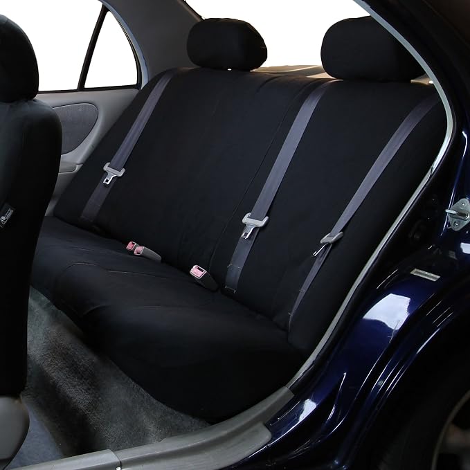 FH Group Car Seat Cover for Back Seat Cloth - Universal Fit Rear Seat Covers for Cars with Solid Bench,Car Seat Protector for Dogs and Kids,Car Interior Accessories for SUV,Sedan and Van Black