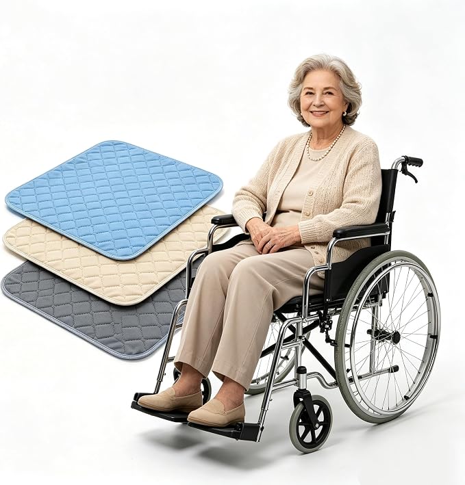 3-Pack Waterproof Chair Pads, Reusable Machine-Washable Seat Protectors with Non-Slip Backing, 19.7 x 19.7 Inch, Suitable for Chairs, Wheelchairs, and Car Seats