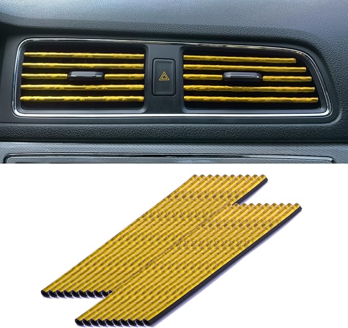 LivTee 20 Pieces Car Air Conditioner Decoration Strip for Vent Outlet, Universal Waterproof Bendable Air Vent Outlet Trim Decoration, Car Interior Accessories (Shiny Gold)