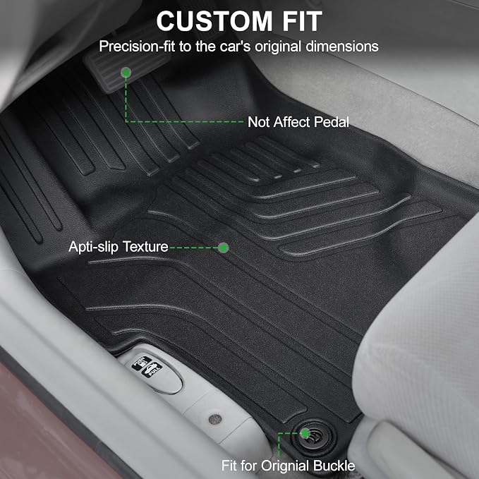 Floor Mats for 2012-2015 Honda Civic Sedan & Sedan Si (Not for Coupe), TPE All Weather Durable Floor Liners Door Sill Guards for Honda Civic