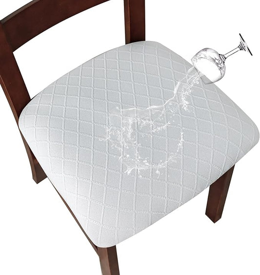 Genina Waterproof Seat Covers for Dining Room Chairs Covers Dining Chair Cover Kitchen Chair Covers (White, 2 Pcs)