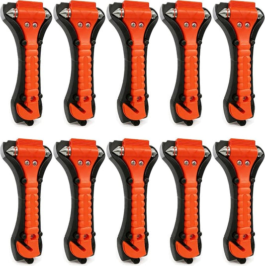 BFXM Car Window Breaker Hammer and Seat Belt Cutter 2-in-1, Emergency Escape Tool, Safety Glass Breaker, Automotive Safety Essentials and Accessories, 10 Packs