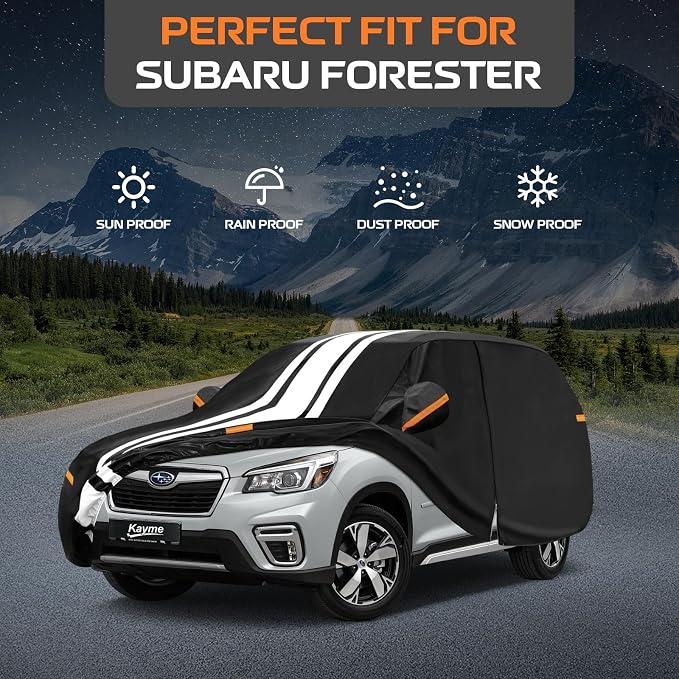 Kayme Heavy Duty Car Cover Custom Fit for Subaru Forester (1997-2026) Waterproof All Weather for Automobiles, Gift with Tape/Towel, Outdoor Full Exterior Cover Rain Snow Sun UV Protection.