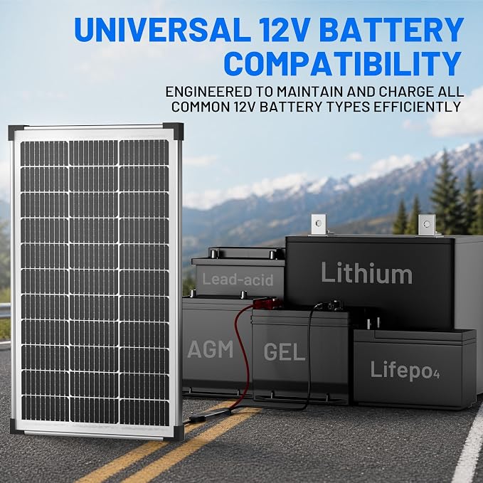 Voltset 100W Solar Panel Kit - 12V Solar Battery Charger with 20A Smart Charge Controller - Monocrystalline Solar Trickle Charger for RV Battery Car Boat Marine Trailer Camper and Off Grid System