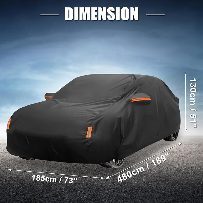 X AUTOHAUX Car Cover for Tesla Model 3 2017-2025 210D-PU Outdoor Full Car Cover All Weather with Door Zipper for Waterproof Windproof Sun Rain Snow Protection