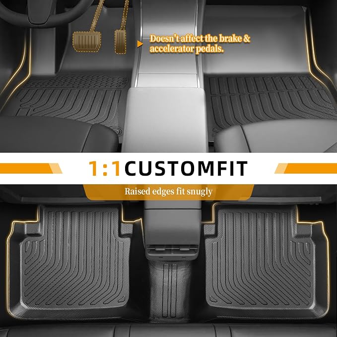 Floor Mats for Honda Accord Sedan 2008-2012(Gas ONLY), NOT for Coupe | Custom Fit Accord Sedan LX LX-S EX EX-L LX-P SE LX Premium Floor Mats, TPE All Weather Protection Waterproof Cargo Liner