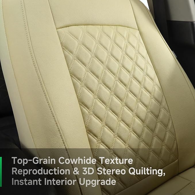GIANT PANDA 2PCS Front Seat Covers for Subaru Outback Forester Crosstrek Legacy Impreza, Faux Leather Bucket Seat Cover Fit Subaru Seat Protectors-Solid Beige