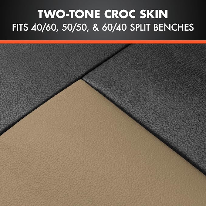 BDk Faux Leather Car Seat Cover Full Set - Front & Rear Split Bench Beige Seat Covers for SUV & Truck Seat Covers, Airbag Compatible - Interior Protective Seat Covers for Car Seats & Car Accessories
