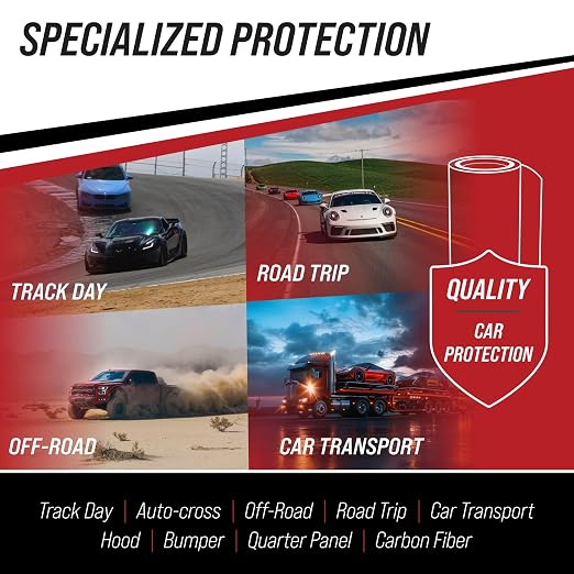 [TRACK ARMOUR] 12'' x 300' - Temporary Paint Protection Film for Car, Truck or Motorcycle. Clear Adhesive Film to Protect Paint, Clear Bra or Wrap for Track Days, Road Trips and Off-Roading