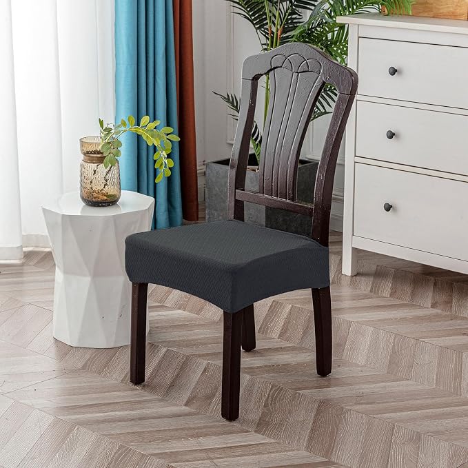 Genina Waterproof Seat Covers for Dining Room Chair Covers Waterproof Dining Chair Covers (4 PCS-Rear-gapped, Dark Gray)