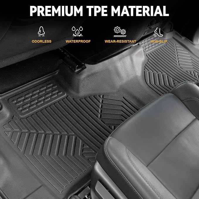 Floor Mats for Chevy Tahoe/GMC Yukon/Cadillac Escalade 2021-2026, All Weather Floor Mats Cargo Liner with Backrest Cover and Door Sill Guards Accessories, Full Coverage Set (Fit 7 Seats)