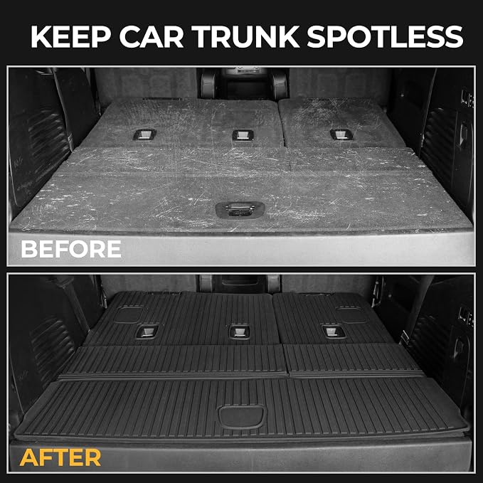 Floor Mats for Chevy Tahoe/GMC Yukon 2015-2020, All Weather Floor Mats Trunk Cargo Liner with Backrest Protectors and Door Sill Guards Accessories, Full Coverage Set (Fit 7 Seats)